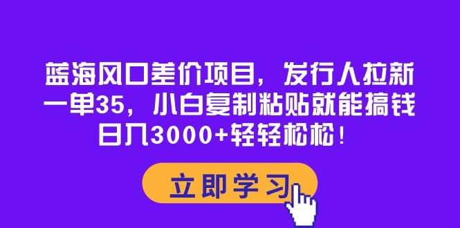 蓝海风口差价项目,发行人拉新,一单35,小白复制粘贴就能搞钱!日入3000+轻轻松松!躺盈网-网创项目资源站-副业项目-创业项目-搞钱项目躺盈网