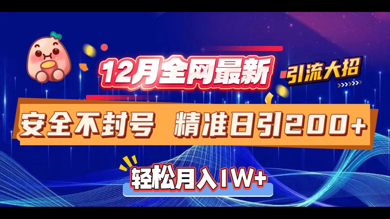12月全网最新引流大招 安全不封号 日引精准粉200+躺盈网-网创项目资源站-副业项目-创业项目-搞钱项目躺盈网