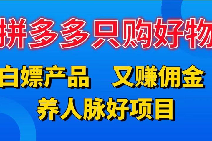 拼多多只购好物,白嫖产品,又赚佣金,养人脉好项目,轻松日入3位数。躺盈网-网创项目资源站-副业项目-创业项目-搞钱项目躺盈网