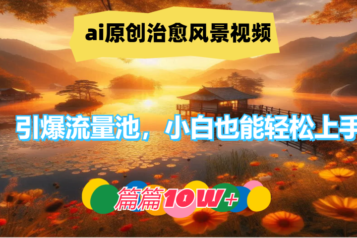 ai原创治愈风景视频,引爆流量池,小白也能轻松上手,篇篇10w+!躺盈网-网创项目资源站-副业项目-创业项目-搞钱项目躺盈网