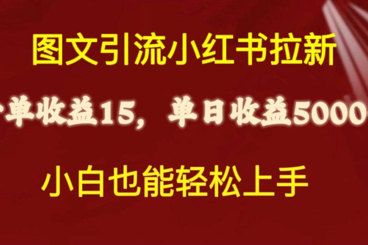 图文引流小红书拉新一单15元,单日暴力收益5000+,小白也能轻松上手躺盈网-网创项目资源站-副业项目-创业项目-搞钱项目躺盈网