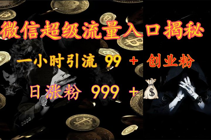 微信超级流量入口揭秘:一小时引流 99 + 创业粉,日涨粉 999 +【揭秘】躺盈网-网创项目资源站-副业项目-创业项目-搞钱项目躺盈网