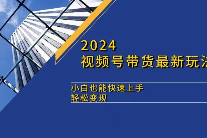2024视频号带货最新玩法,小白也可快速上手,轻松变现躺盈网-网创项目资源站-副业项目-创业项目-搞钱项目躺盈网