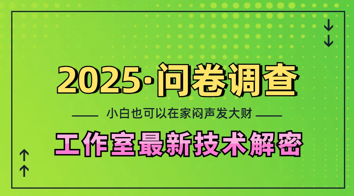 2025《问卷调查》最新工作室技术解密:一个人在家也可以闷声发大财,小白一天200+,可矩阵放大躺盈网-网创项目资源站-副业项目-创业项目-搞钱项目躺盈网
