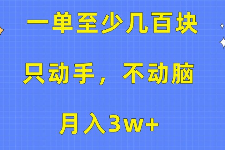 一单至少几百块，只动手不动脑，月入3w+。看完就能上手，保姆级教程躺盈网-网创项目资源站-副业项目-创业项目-搞钱项目躺盈网
