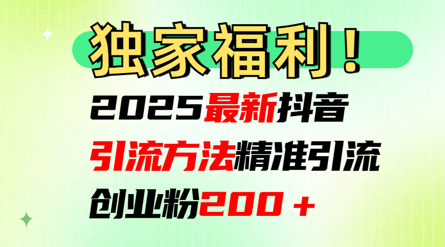 2025最新抖音引流方法每日精准引流创业粉200＋躺盈网-网创项目资源站-副业项目-创业项目-搞钱项目躺盈网