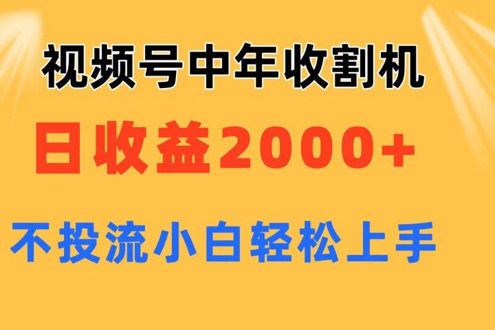 视频号中年收割机玩法  日收益2000+ 不投流 小白轻松上手躺盈网-网创项目资源站-副业项目-创业项目-搞钱项目躺盈网