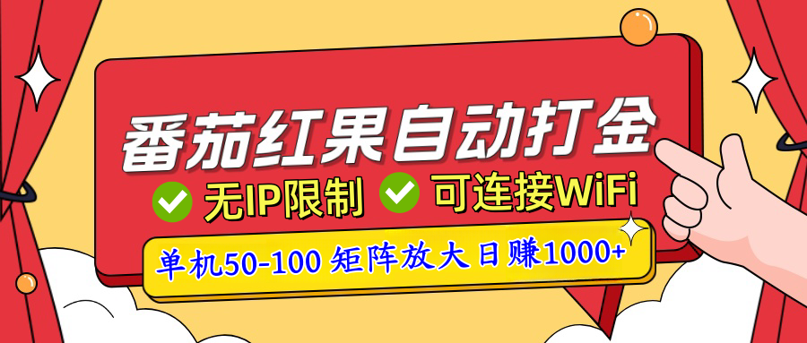 番茄红果广告自动打金暴力玩法,单机50-100,可矩阵放大操作日赚1000+,小白轻松上手!躺盈网-网创项目资源站-副业项目-创业项目-搞钱项目躺盈网