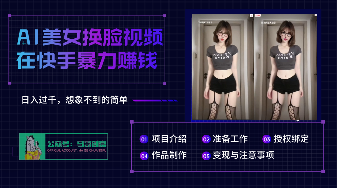 AI批量生成美女换脸视频,结合抖音快手暴利赚钱,通过此方法拉新日入过千躺盈网-网创项目资源站-副业项目-创业项目-搞钱项目躺盈网