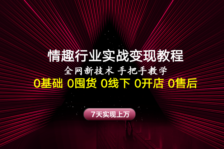 情趣行业实战变现教程,全网新技术,手把手教学,7天实现上万躺盈网-网创项目资源站-副业项目-创业项目-搞钱项目躺盈网
