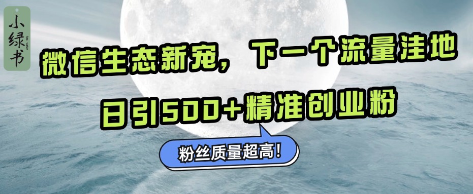 微信生态新宠小绿书:下一个流量洼地,粉丝质量超高,日引500+精准创业粉,躺盈网-网创项目资源站-副业项目-创业项目-搞钱项目躺盈网