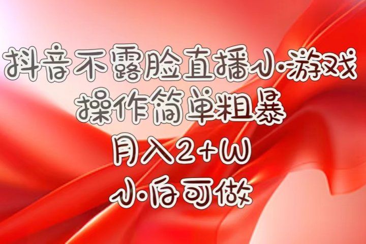 抖音直播小游戏，不需露脸，操作简单，月入5位数！小白可做！躺盈网-网创项目资源站-副业项目-创业项目-搞钱项目躺盈网