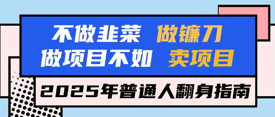 不做韭菜做镰刀，做项目不如卖项目，2025年普通人翻身指南躺盈网-网创项目资源站-副业项目-创业项目-搞钱项目躺盈网