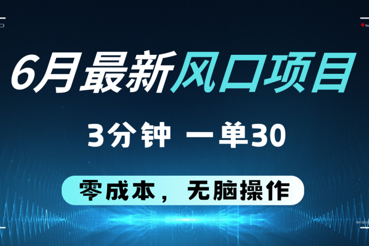 6月最新风口项目,零成本零预算,只要你有执行力,操作三分钟,轻松日入2000+躺盈网-网创项目资源站-副业项目-创业项目-搞钱项目躺盈网