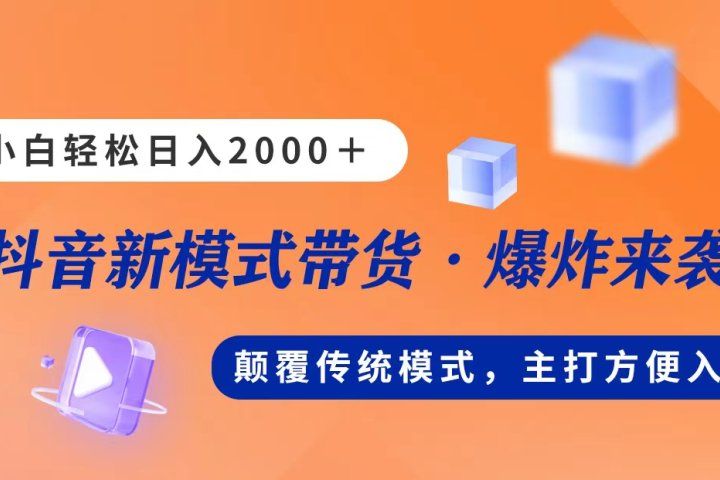 新模式直播带货，日入2000➕，不出镜不露脸，小白轻松上手躺盈网-网创项目资源站-副业项目-创业项目-搞钱项目躺盈网