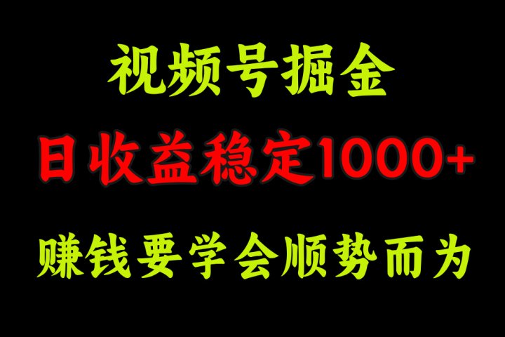 视频号掘金,单日收益稳定在1000+躺盈网-网创项目资源站-副业项目-创业项目-搞钱项目躺盈网