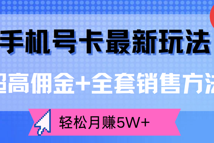 手机号卡最新玩法,超高佣金+全套销售方法,轻松月赚5W+躺盈网-网创项目资源站-副业项目-创业项目-搞钱项目躺盈网