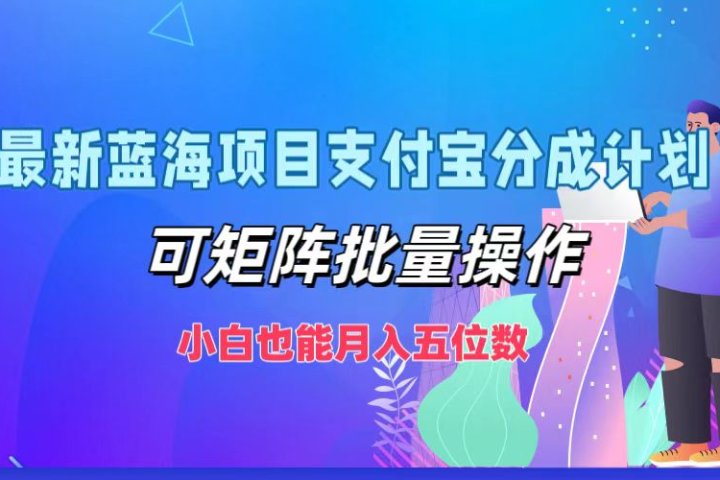 最新蓝海项目支付宝分成计划,小白也能月入五位数,可矩阵批量操作躺盈网-网创项目资源站-副业项目-创业项目-搞钱项目躺盈网