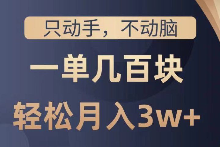 只动手不动脑,一单几百块,轻松月入3w+,看完就能直接操作,详细教程躺盈网-网创项目资源站-副业项目-创业项目-搞钱项目躺盈网