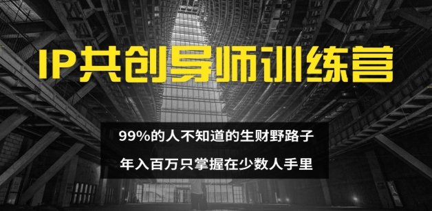 IP共创导师训练营 99%的人不知道的生财野路子 只掌握在少数人手里躺盈网-网创项目资源站-副业项目-创业项目-搞钱项目躺盈网