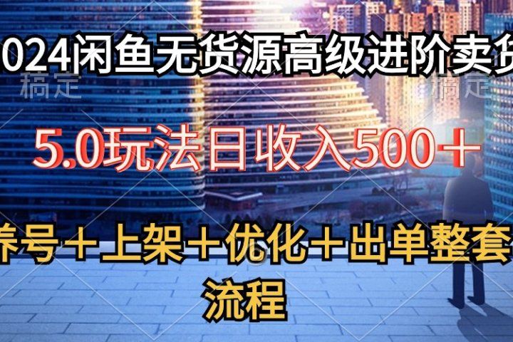 2024闲鱼无货源高级进阶卖货5.0,养号+选品+上架+优化+出单整套流程躺盈网-网创项目资源站-副业项目-创业项目-搞钱项目躺盈网