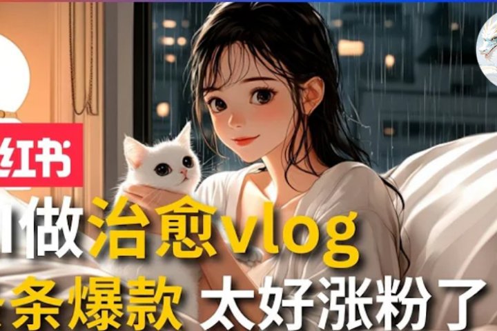 AI治愈系vlog动画视频，小红书7天 涨粉破千，商单报价1500+，0成本制作，日入2000+，有手就会 躺盈网-网创项目资源站-副业项目-创业项目-搞钱项目躺盈网