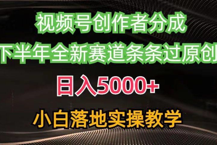 视频号创作者分成最新玩法，日入5000+下半年全新赛道条条过原创，小白轻松上手躺盈网-网创项目资源站-副业项目-创业项目-搞钱项目躺盈网