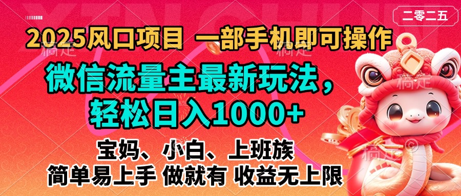 2025蓝海风口项目,微信流量主最新玩法,轻松日入1000+,简单易上手,做就有 收益无上限躺盈网-网创项目资源站-副业项目-创业项目-搞钱项目躺盈网