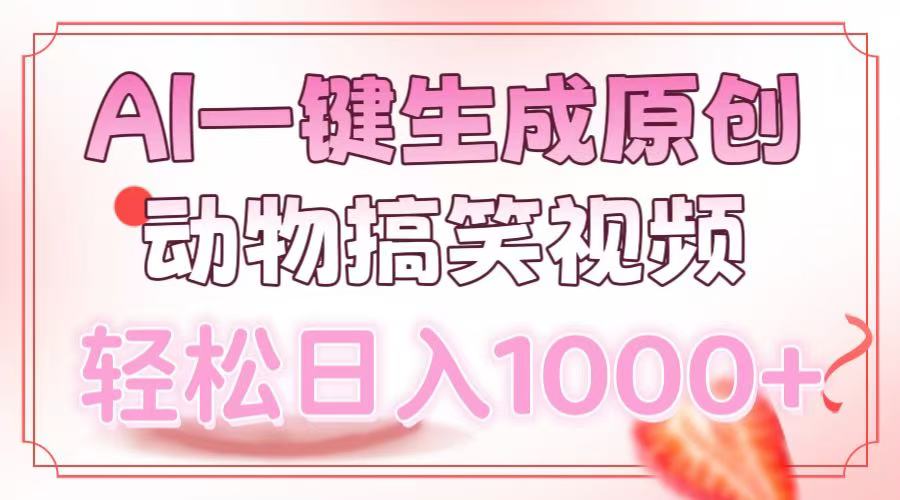 AI一键生成原创动物搞笑视频，轻松日入1000+躺盈网-网创项目资源站-副业项目-创业项目-搞钱项目躺盈网