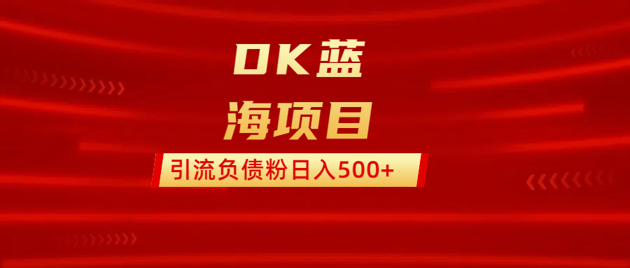 DK蓝海项目  通过，抖音，快手，小红书，引流负债粉日入500+躺盈网-网创项目资源站-副业项目-创业项目-搞钱项目躺盈网