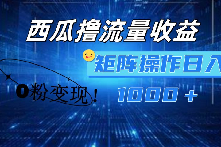 西瓜视频撸流量，简单上手，0粉变现矩阵操作！日入1000＋躺盈网-网创项目资源站-副业项目-创业项目-搞钱项目躺盈网