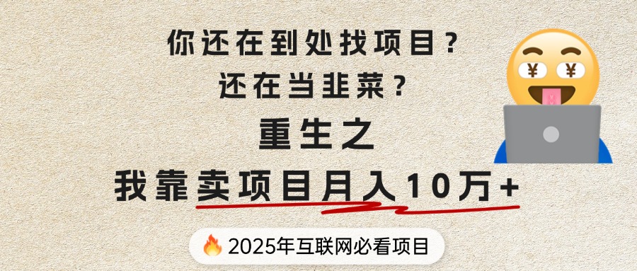 你还在到处找项目?还在当韭菜?重生之我靠卖项目月入 10 万+,曾经我也是个失败者。躺盈网-网创项目资源站-副业项目-创业项目-搞钱项目躺盈网
