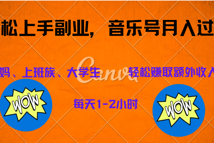 中视频音乐号,纯原创每天1-2小时,保底月入过W躺盈网-网创项目资源站-副业项目-创业项目-搞钱项目躺盈网