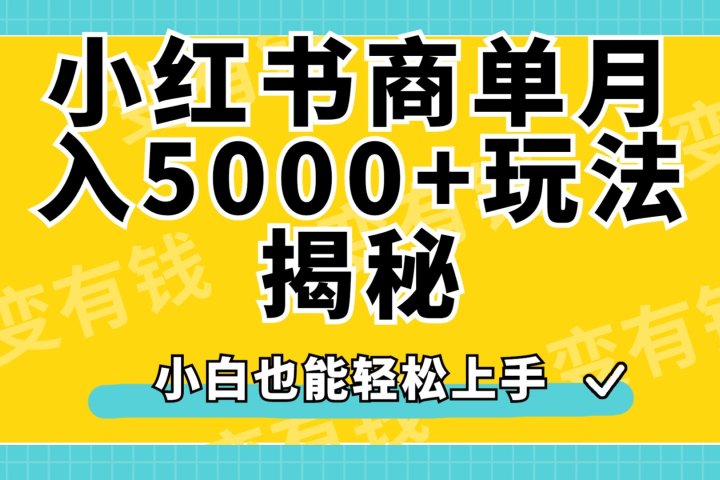 小红书商单原创起号玩法揭秘,小白月入5000+躺盈网-网创项目资源站-副业项目-创业项目-搞钱项目躺盈网