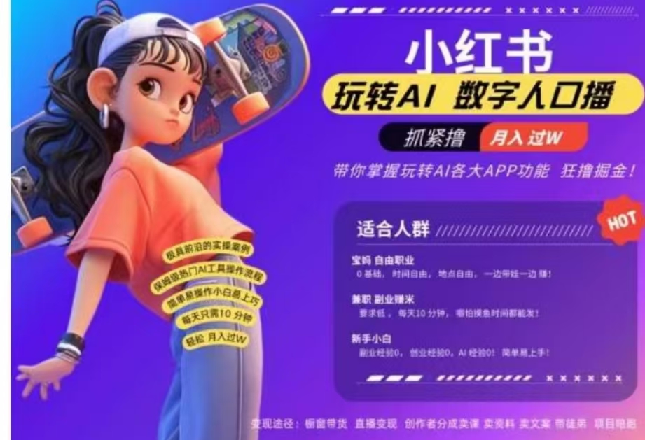 图片[1]躺盈网-网创项目资源站-副业项目-创业项目-搞钱项目小红书数字人暴力起号，AI改写文案，流量火爆月入破W轻松拿捏，再也不用费劲录口播躺盈网-网创项目资源站-副业项目-创业项目-搞钱项目躺盈网