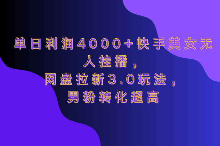 网盘拉新3.0玩法,男粉转化超高,单日利润4000+快手美女无人挂播躺盈网-网创项目资源站-副业项目-创业项目-搞钱项目躺盈网