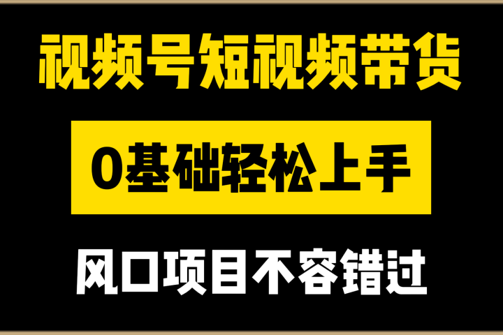 视频号短视频带货，0基础轻松上手，风口项目不容错过躺盈网-网创项目资源站-副业项目-创业项目-搞钱项目躺盈网