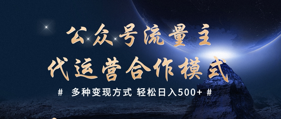 公众号流量主代运营  多种变现方式 轻松日入500+躺盈网-网创项目资源站-副业项目-创业项目-搞钱项目躺盈网