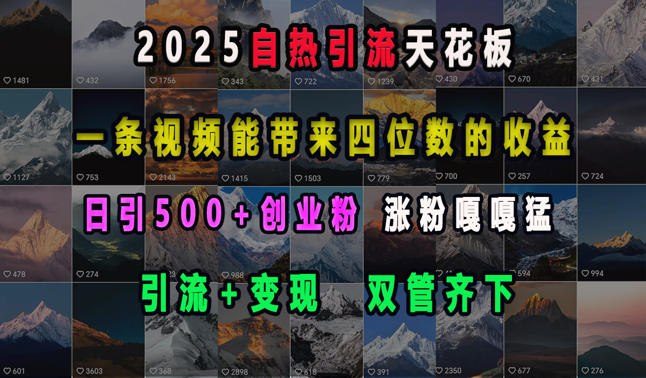 2025自热引流天花板,一条视频能带来四位数的收益,引流+变现双管齐下,日引500+创业粉,涨粉嘎嘎猛躺盈网-网创项目资源站-副业项目-创业项目-搞钱项目躺盈网