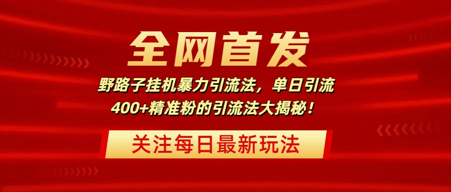 全网首发,野路子挂机暴力引流法,单日引流400+精准粉的引流法大揭秘!躺盈网-网创项目资源站-副业项目-创业项目-搞钱项目躺盈网