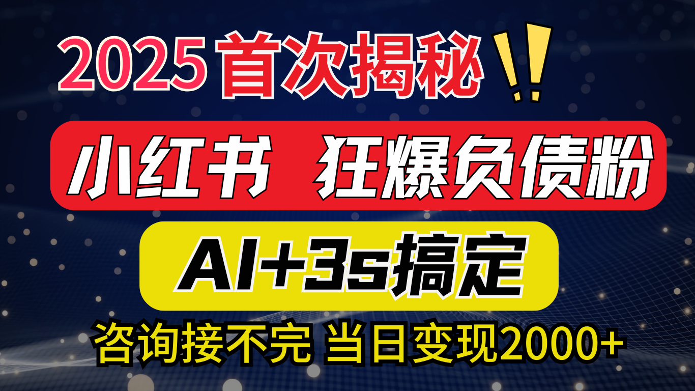 2025引流天花板：最新小红书狂暴负债粉思路，咨询接不断，当日入2000+躺盈网-网创项目资源站-副业项目-创业项目-搞钱项目躺盈网
