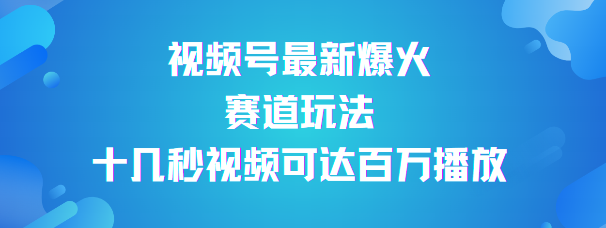 视频号最新爆火赛道玩法，流量巨大，视频制作简单，轻松月入数万躺盈网-网创项目资源站-副业项目-创业项目-搞钱项目躺盈网