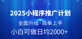 2025小程序推广计划,全面升级,简单上手,日均2000+躺盈网-网创项目资源站-副业项目-创业项目-搞钱项目躺盈网