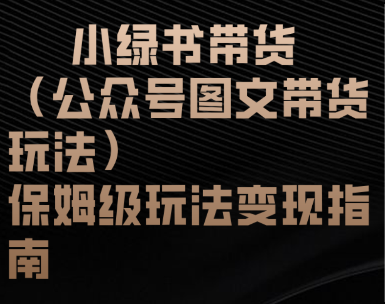 小绿书带货(公众号图文带货玩法)保姆级玩法变现指南躺盈网-网创项目资源站-副业项目-创业项目-搞钱项目躺盈网