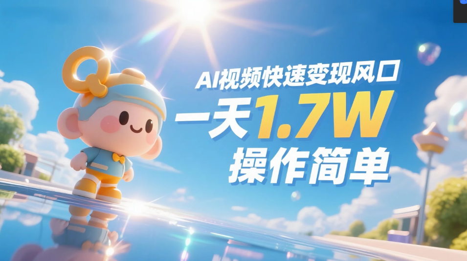 《Ai视频变现风口，一天1.7W，收入无上限，操作简单》躺盈网-网创项目资源站-副业项目-创业项目-搞钱项目躺盈网