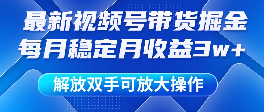 最新视频号带货掘金项目，每月稳定月收益3w+，解放双手，可放大操作躺盈网-网创项目资源站-副业项目-创业项目-搞钱项目躺盈网