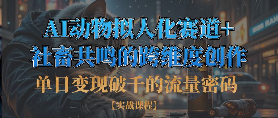 单日变现破千的流量密码,AI动物拟人化赛道+社畜共鸣的跨维度创作躺盈网-网创项目资源站-副业项目-创业项目-搞钱项目躺盈网