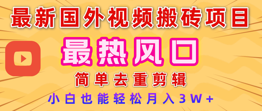 2025最新热门风口，国外视频搬砖项目，简单去重剪辑，小白也能轻松月入3W+躺盈网-网创项目资源站-副业项目-创业项目-搞钱项目躺盈网