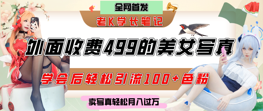外面收费499的美女写真制作技术，学会后轻松引流色粉变现，日引100+色粉，轻松月入过万躺盈网-网创项目资源站-副业项目-创业项目-搞钱项目躺盈网