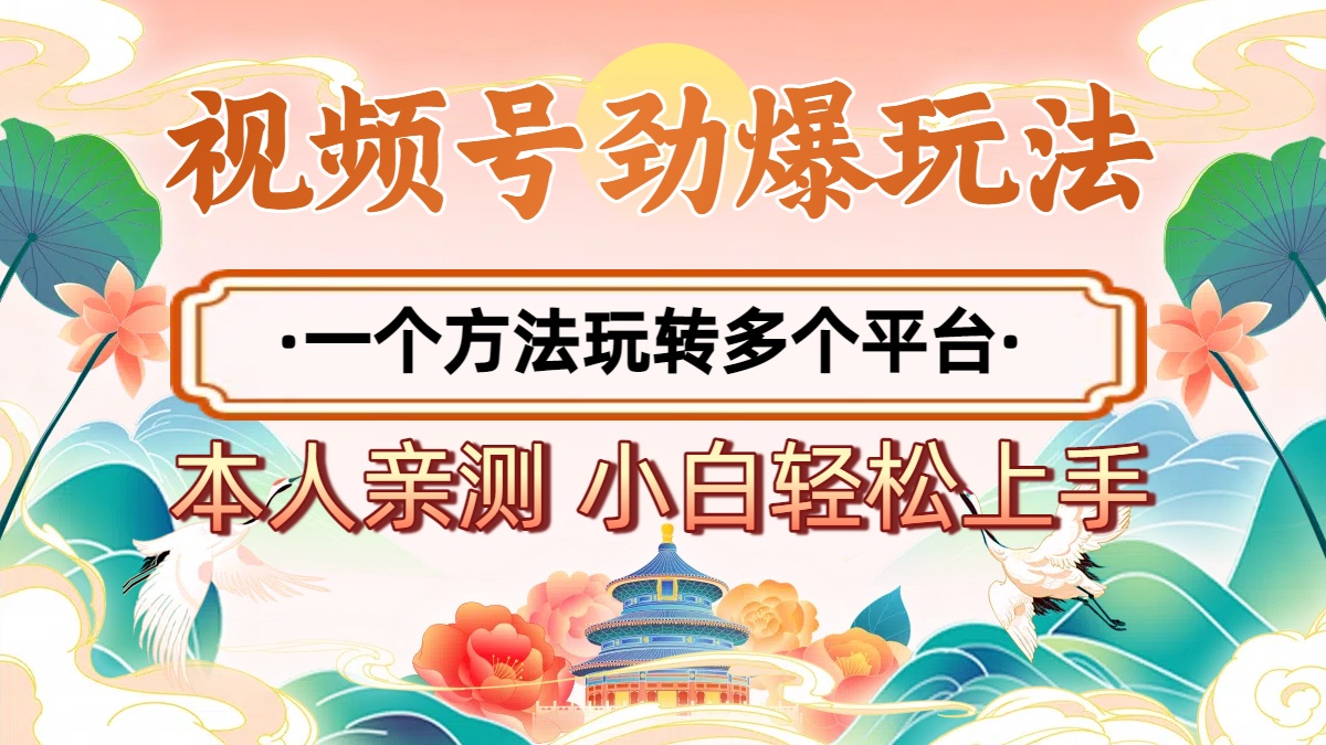 2025年视频号劲爆玩法,一个方法玩转多个平台 小白也能轻松上手躺盈网-网创项目资源站-副业项目-创业项目-搞钱项目躺盈网